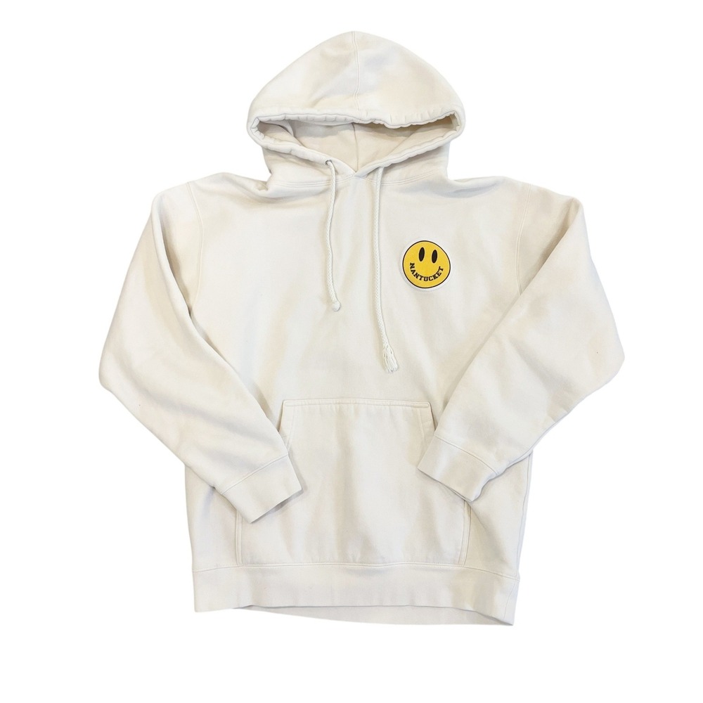 BROdenim Nantucket Catch Ferries Not Feelings Smiley Hoodie Cream Pink MEDIUM - Picture 2 of 5